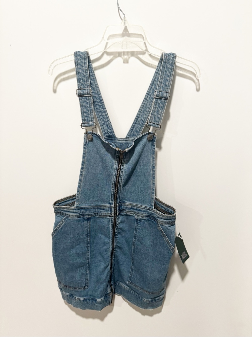 wild fable Light Blue Denim Short Overalls with Front Zip